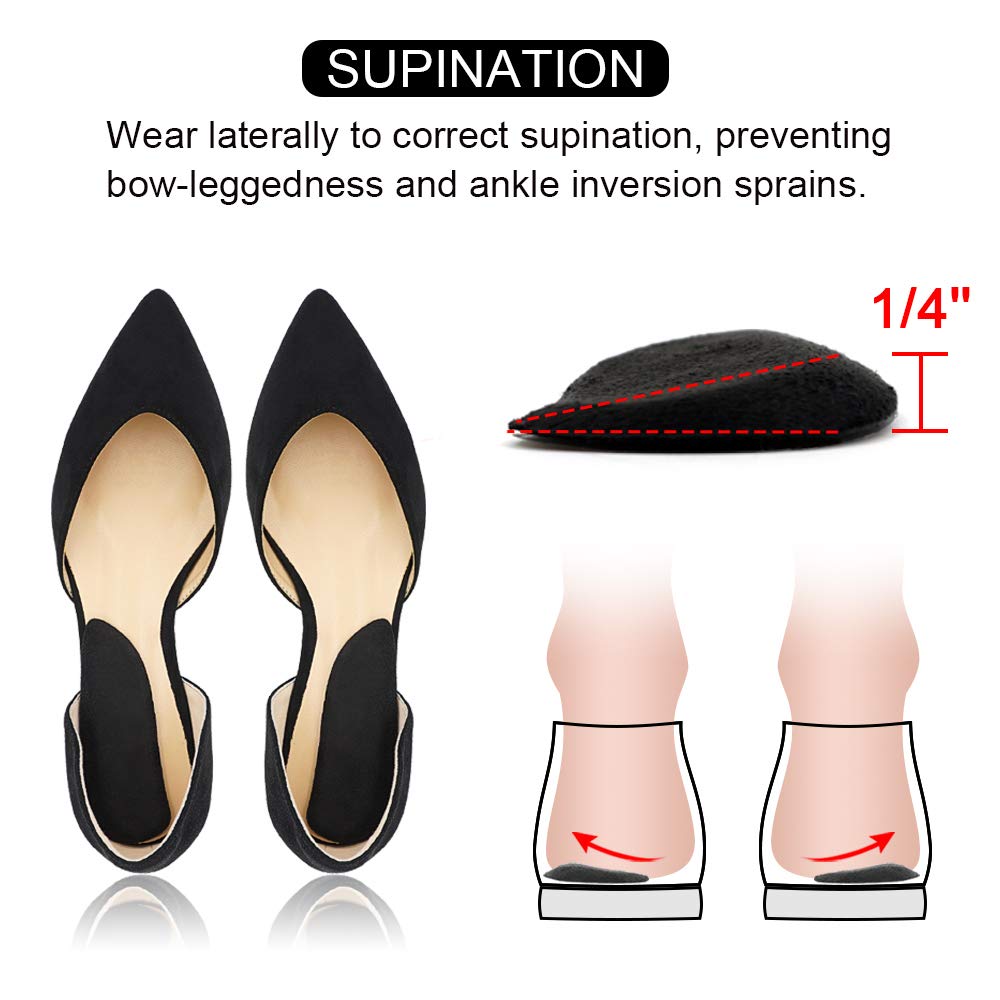 SQHT Orthotics Medial & Lateral Heel Wedge Silicone Insoles for Supination and Pronation, Corrective Adhesive Gel Shoe Inserts for Bow Legs, Foot Alignment, Knock Knee Pain (Transparent+Brown+Black)