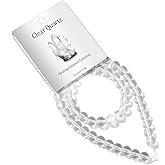 Risyfjew 50PCS 8mm Natural Clear Quartz Beads Gemstone Round Loose Beads for Jewelry Making Chakra Crystal Stone Beads for Bracelets Necklace Earrings Making Supplies (50pcs/Strand)