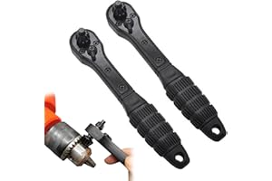 KAMATION 2 in 1 Drill Chuck Ratchet Spanner, Drill Chuck Key, Ratchet Wrench 2 Modes Applicable Easy Operation Black Carbon Steel Widely Used Multifunctional Use for Universal Electric Drills Spanners