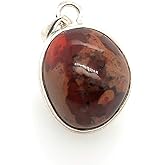 Natural Mexican Fire Opal 925 Solid Sterling Silver Pendant 27mm