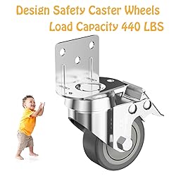 2" L-Shaped Caster Wheels Set of 4 Side Mount