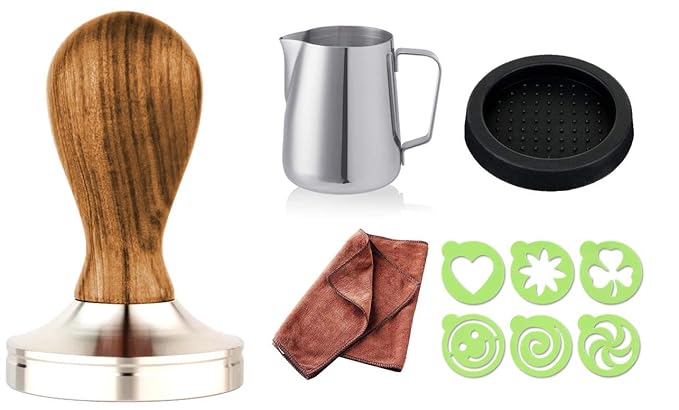 Practimondo Tamper 51mm Set ? Der Deluxe Espresso-Stempel für Kaffee-Liebhaber ? Ihr Kaffeemehlpresser (Ø 51mm) inkl. Ablage