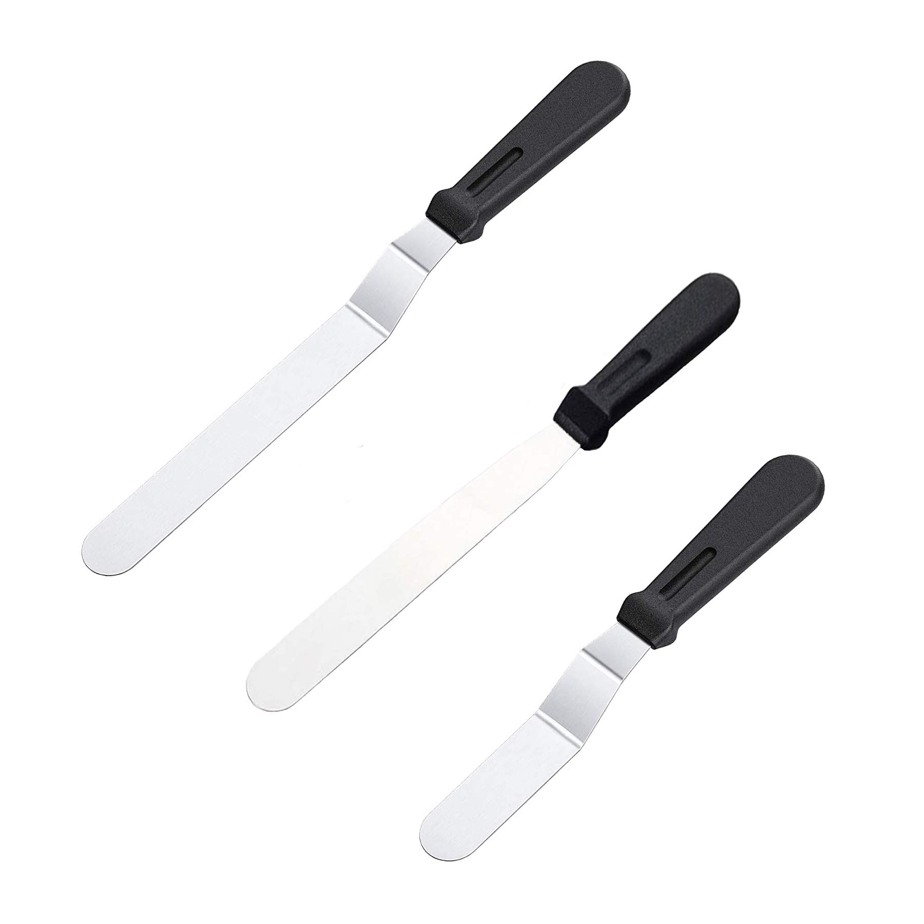 Icing Spatula,Cake Spatulas,Angled Spatula,Icing Spatulas Set with 6", 8", 10" Blade,Icing Spatulas for Decorating,Baking,Cakes,Icing Decorating Spatulas (Black-3pack)