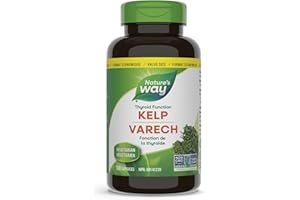Nature’s Way Kelp - Iodine Supplement for Thyroid Support from Kelp - Non-GMO - 180 Vegetarian Capsules, Value Size