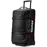 Gonex Rolling Duffle Bag with Wheels, 70L Water Repellent Wheeled Travel Duffel Luggage with Rollers 25 inch, Black
