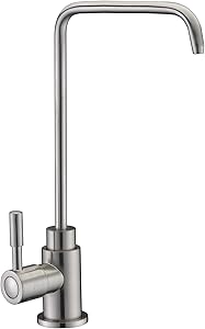 SUCASA Single Handle Drinking Water Faucet, Lead-Free Solid Brass Body and Stainless Steel Swivel Spout Filtered Water Faucet RO Filter System Fixture, Brushed Nickel
