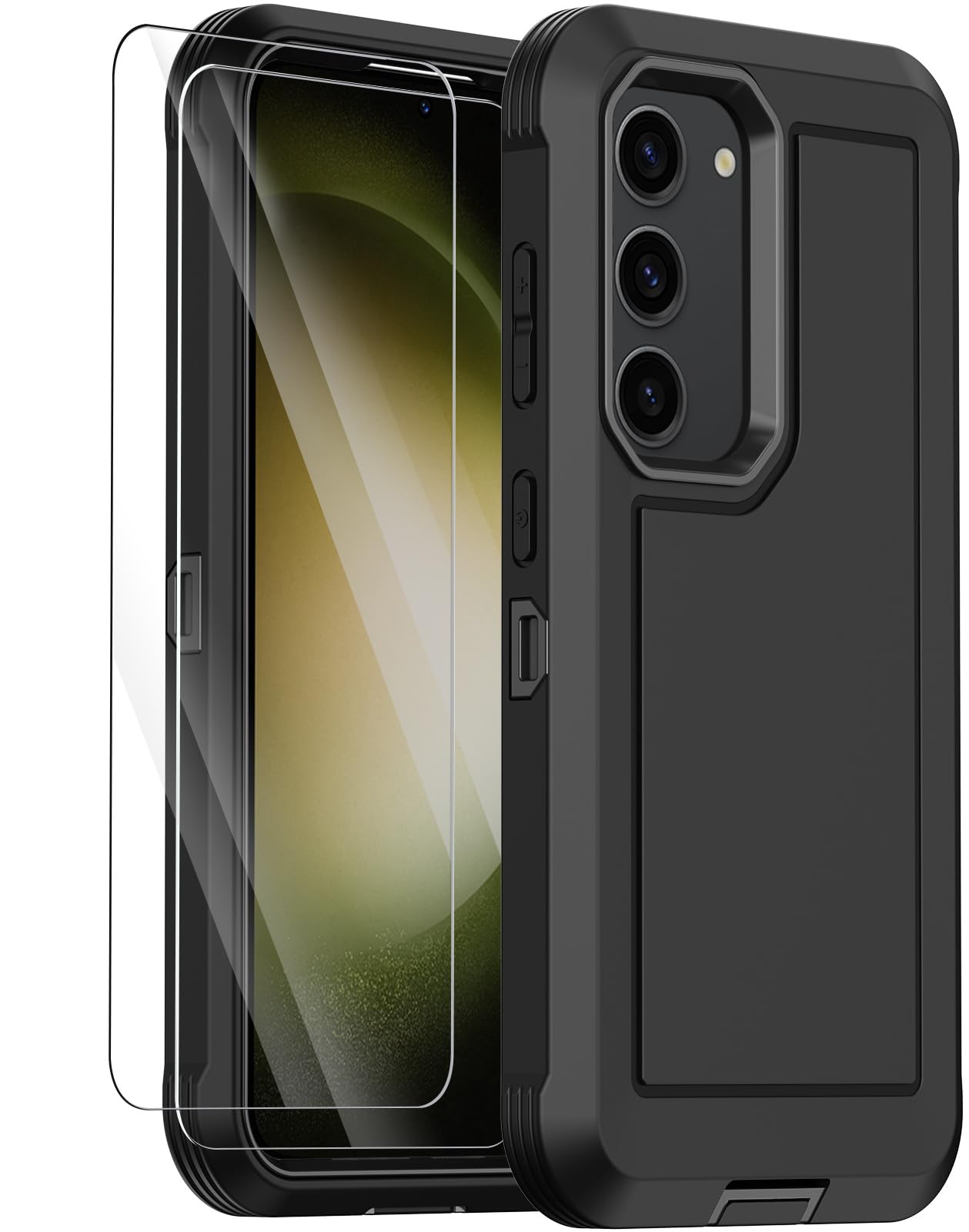 Photo 1 of Annymall for Samsung Galaxy S23 Case with 2 Screen Protector, Heavy Duty Shockproof Drop Protection Dust Proof Military Grade Multi-Layer Durable Rugged Bumpers Protective Phone Cover (Black)