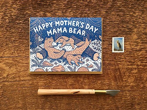 Mama Bear, Happy Mother's Day, Folded Letterpress Card, Blank Inside