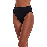 Flirtt by Gottex Solid Women’s Black High Rise and High Leg Detail Bathing Swimwear Bikini Bottoms - Swim Essential