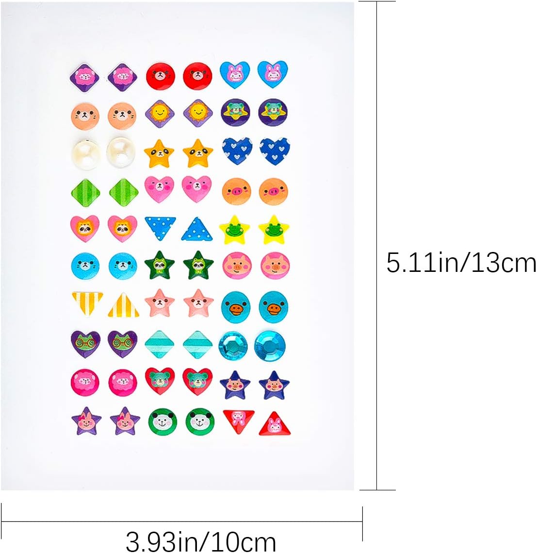 SAVITA 240 Pcs Stick on Earrings 3D Gem Stickers Glitter Sparkle Crystal Stickers Sticker Earrings Puffy Stickers for Girls Kids Children Multiple Colors & Shapes for Craft Scrapbooking (4 Sheet) - Image 3