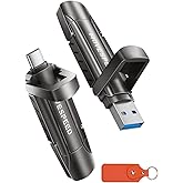 MOVE SPEED 2TB Flash Drive, External SSD with 1000MB/s Read Write Speed, USB 3.2 Gen2+Type C Dual Port Portable SSD, Thumb Drive for iPhone 15, 16, 17 Series/MacBook/Android Phone/Audio etc