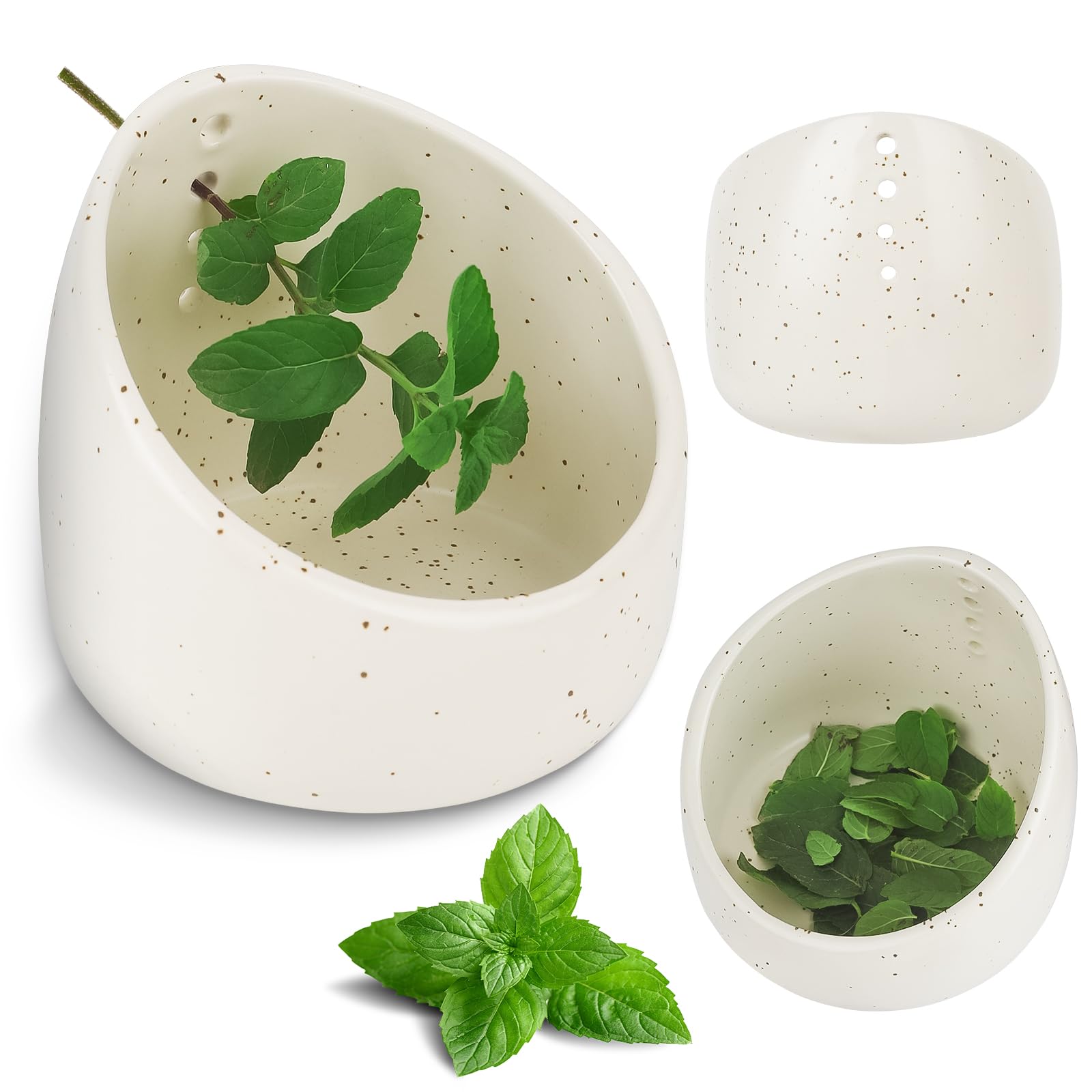 herb stripper，herb stripper bowl，pottery herb stripper，handmade with different circular hole sizes for separating leaves and stems.