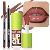 2Pcs Lip Gloss &amp; Lip Liner Set &ndash; Rosewood Nude, 90s Ombre Lips, Retro Gradient Lip, Plumping Effect, Full Volume Lips, High Shine Gloss, Viral Lip Combo, Fuller Looking Lips, Glassy Lip (#V10+107)