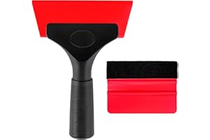 Yourkar 2 PCS Window Tint Kit Tools, Professional Vinyl Wrap Kit with Plastic Squeegee & Felt Squeegee, Universal Privacy Film Installation Tint Tools for Vehicle Glass Home (Red)