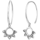 Boma Jewelry Sterling Silver Balinese Filigree Circle Pull Through Hoop Earrings