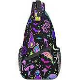KMIVQGE Sugar Skull Rose Crossbody Backpack for Travel Hiking Chest Daypack Shoulder Sling Bag for Men Women Cycling Walking