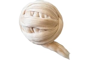 Kondoos Cream Beige Wool Roving, 8 OZ. Best Wool for Needle Felting, Wet Felting, Handcrafts and Spinning