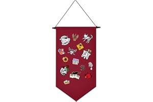 YeeMan Wall Hanging Brooch Jewelry Storage Case Canvas Display Stand Enamel Pin Display Banner Holder Earrings Necklace Glitter Pin Collection Organizer (Christmas Red)