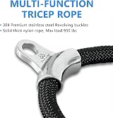 HXD-ERGO Tricep Rope Attachment 36 Inch Non-Slip Handles Cable Pulley view 3