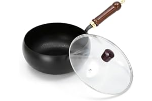 Uncoated Thick Iron Pot, Japanese Cast Iron Cookware, High Purity Frying Pans with Lid, Hand-Forged Non-Stick Cast Iron Pan, 