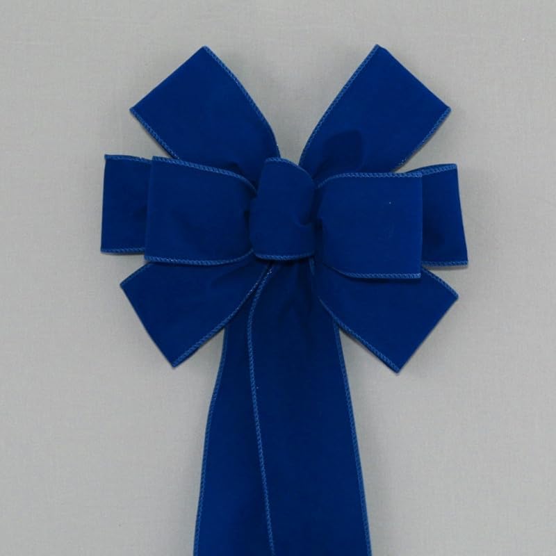 Royal Blue Wire Edge Velvet Christmas Wreath Bow with Color and Size Options Handmade