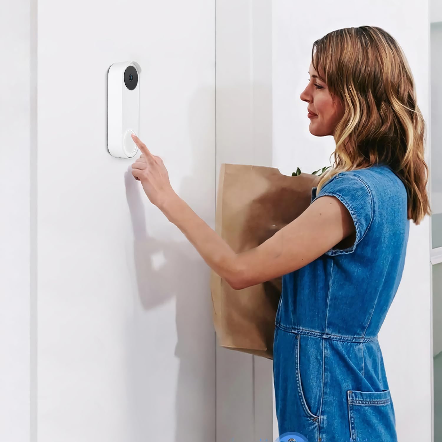 wochel No-Drill Mount for Google Nest Doorbell (Battery), Adhesive Doorbell Mount Bracket, Easy Installation for Nest Doorbell System (White)