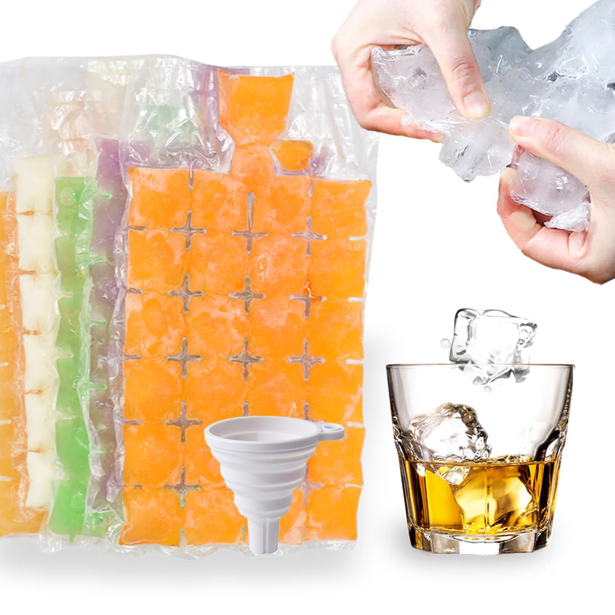 Photo 1 of NACOLUS Disposable Ice Cube Trays for Freezer ball ice cube mold ice maker bags BPA-Free 50 PCS