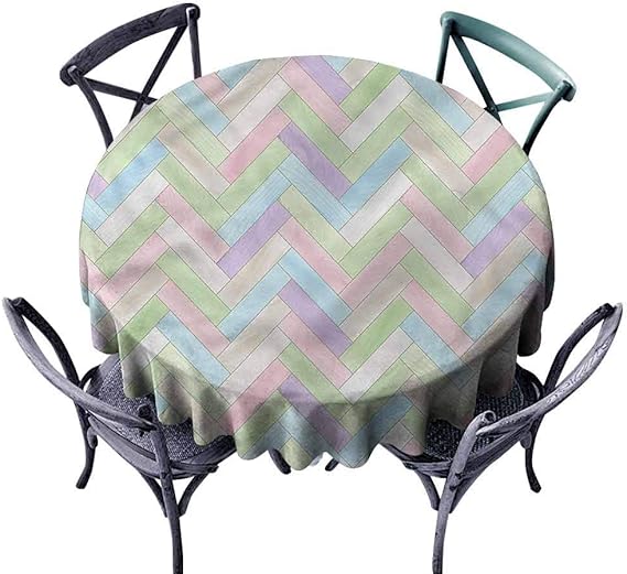 Kids Round Tablecloth Pastel,Parquet Herringbone Soft Circular Table
