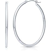 14k Gold Round Polished Hoop Earrings, (50mm) 2" Diameter