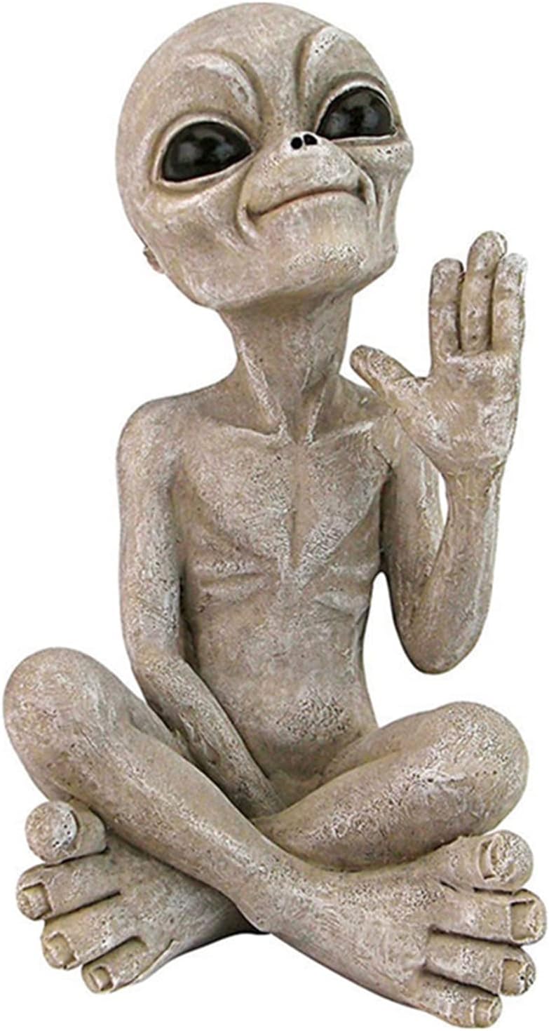 Alien Statue Resin Desk Garden Ornament 6x6x11 cm Indoor Outdoor Decoration