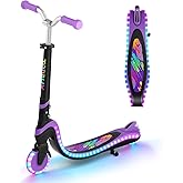 TONBUX 2 Wheel Kid Kick Scooter for Girls Boys Ages 3-12, Light-Up Wheels &amp; Deck with 4 Cycling Modes, Adjustable Height Growth Kids Scooter for Indoor &amp; Outdoor Play, Gift for Girls &amp; Boys