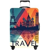 THISFIND Luggage Cover Washable Suitcase Protector Anti-Scratch,Stretchable Fit for 20-34Inch Luggage Durable Travel Bag Cover with Zipper Closure (Travel-1, S(fits 20-22inch suitcase))