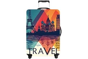 THISFIND Luggage Cover Washable Suitcase Protector Anti-Scratch,Stretchable Fit for 20-34Inch Luggage Durable Travel Bag Cover with Zipper Closure (Travel-1, L(fits 28-30Inch suitcase))