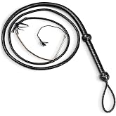 Bull Whip Real Cow Hide Leather Equestrian Bullwhip Black 3ft, 4ft, 6ft, and 8ft Long for Sound Practice, Horse Handling &amp; Costume Use