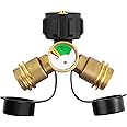GASPRO Propane Splitter with Gauge, Propane Tank Splitter 2 Way for 5-20LB, Perfect for Heaters, Camping Stoves, BBQ Grills, Gas Burners and More