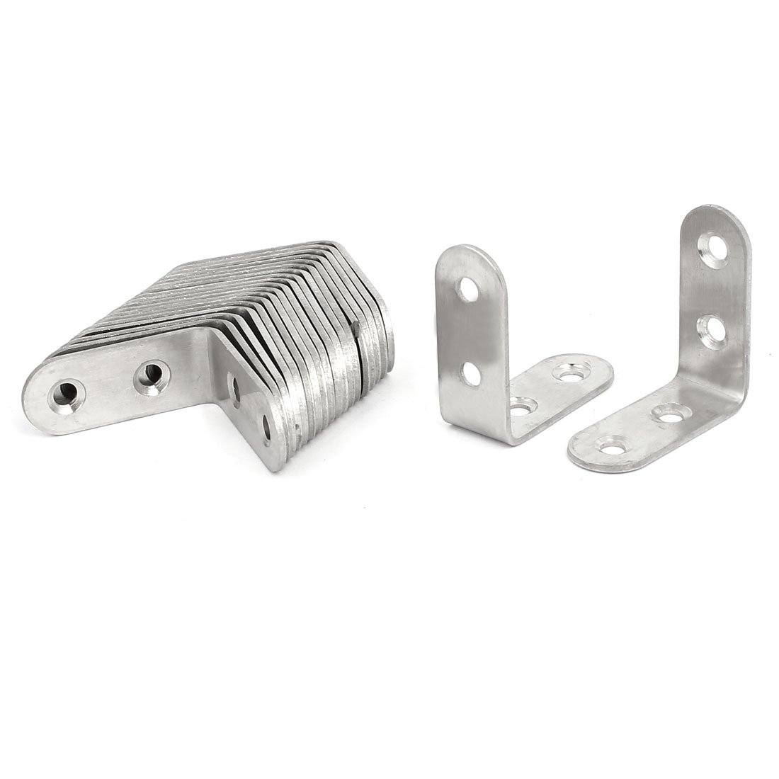 Sourcingmap 40mmx40mmx2mm Stainless Steel L Shaped Angle Brackets Shelf Supports 20pcs