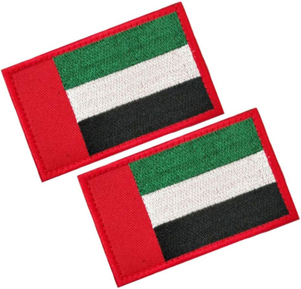 HFDA 2 Piece Different Country Flags Patch - Tactical Combat Military Hook and Loop Badge Embroidered Morale Patch (UAE)