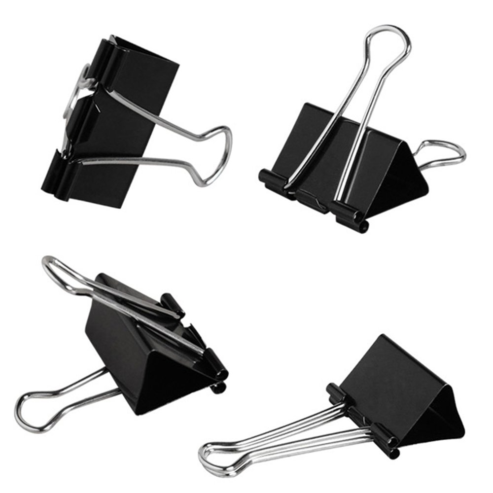 SHiZAK 28 Pcs 41mm(1.6inch) Black Binder Clips, Large Metal Office Paper Clamps for Office/School Supplies, Closing Plastic Bags, Securing Documents etc.