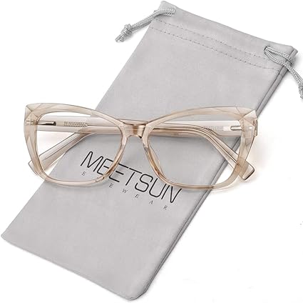 Amazon Meetsun ブルー遮光メガネ レディース キャットアイフレーム コンピューター読書 ゲーム テレビ 電話用メガネ 目の疲れ防止 Uv400 グレア低減 透明レンズ ブラウン Meetsun パソコン用メガネ 通販