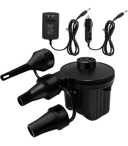 Amazon.com: FBve Electric Air Pump, 100-240V AC/12V DC Portable Electric Air  Mattress Pump, Quick-Fill Inflator/Deflator with 3 Nozzles for Outdoor  Camping, Inflatable Cushions, Air Mattress Beds, Boat : Home & Kitchen