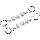 uxcell Purse Strap Extender, 2Pcs 15cm/5.9" Pearl Bag Short Chain Replacement for Women Handbag Shoulder Crossbody Bag (Silver/White)