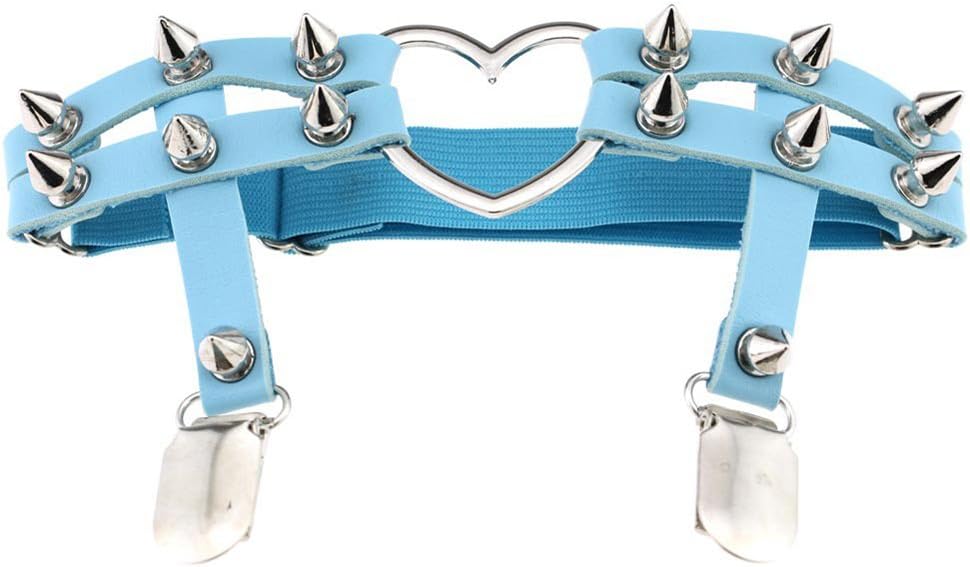 Women Fashion Punk Gothic Harajuku Studded Heart Garters Leg Ring Rivet Gift