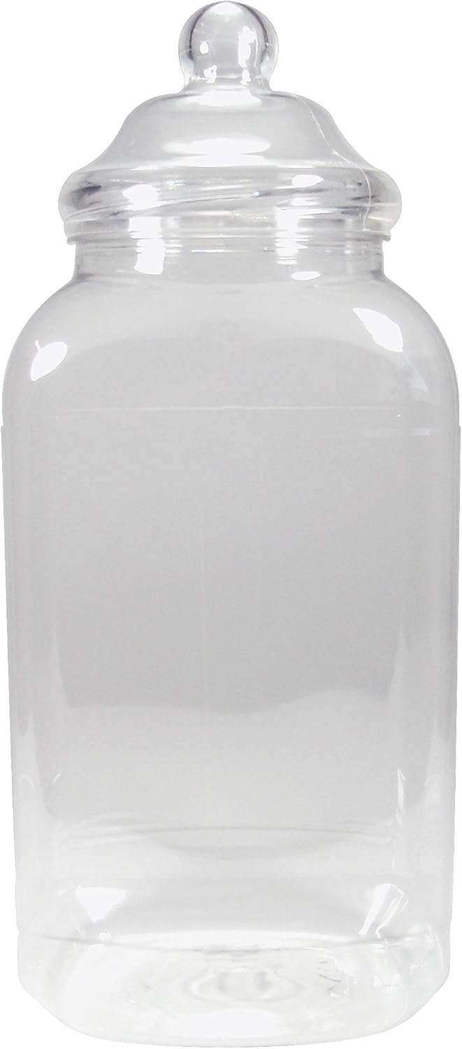 A clear, empty plastic jar with Vistorian-style screw lid - capacity 4430ml, Transparent