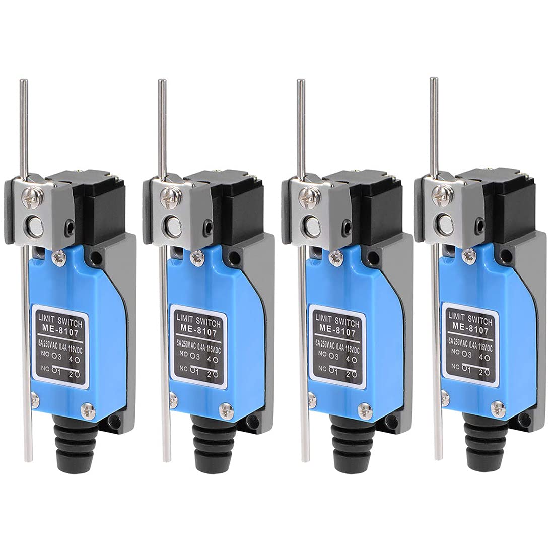 GUUZI 4pcs Adjustable Rod Lever Arm Momentary Limit Switch 1NC 1NO ME-8107 0~250V/5A