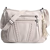 ELDA Crossbody Bags For Women Pocketbooks Soft PU Leather Purses and Handbags Multi Pocket Shoulder Bag
