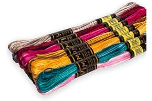 UMC STAG 12 Pieces Variegated Colours Premium Embroidery Thread | 100% Egyptian Cotton Premium Skeins | Cross Stitch Embroidery Floss | Oeko TEX Certified Stranded Cotton | Ideal for Arts & Crafts