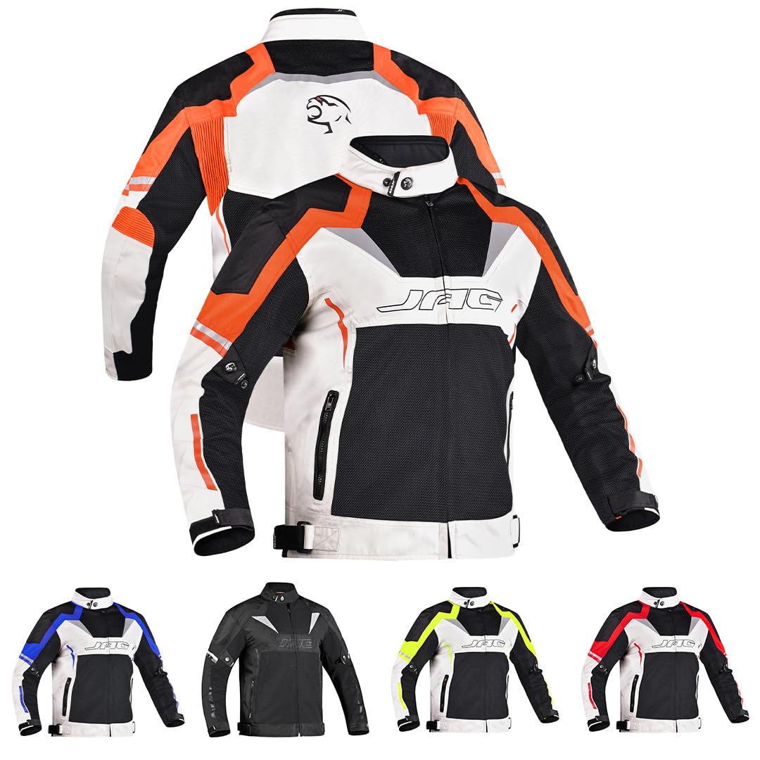 Photo 1 of J.A.G. JAG Mesh Motorcycle Biker Jacket-CE Level 1 Armor Motorbike Jacket Men-High Visibility Riding Jacket with Armor (US, Alpha, X-Large, Regular, Regular, Orange)