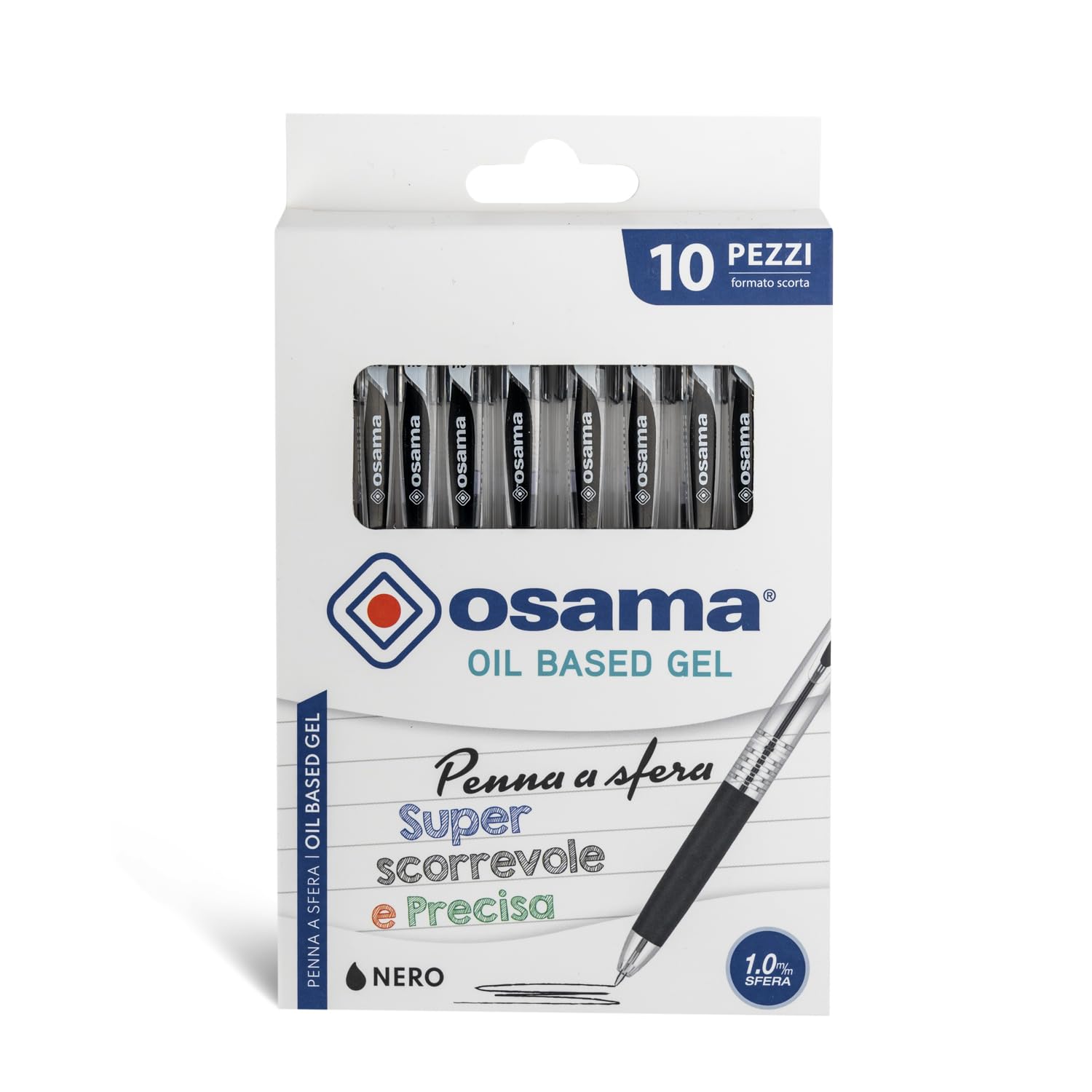 Osama OW 230943 Ballpoint Pen, Pack of 10, Black
