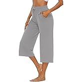 OYANUS Capris for Women Casual Summer Loose Comfy Drawstring Wide Leg Capri Pants with Pockets