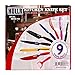 HULLR 9-Piece Kitchen Knife Set Stainless Steel Knives with Multi Colored Non-Stick Coating includes Ceramic Peeler Gift Box